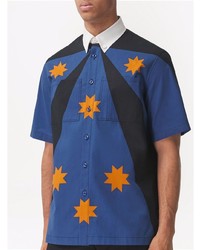 Chemise à manches courtes imprimée bleu marine Burberry