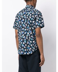 Chemise à manches courtes imprimée bleu marine Paul Smith