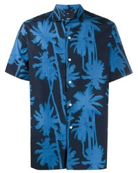 Chemise à manches courtes imprimée bleu marine J. Lindeberg