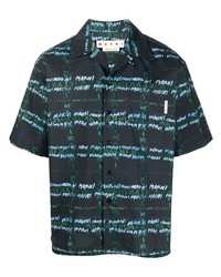 Chemise à manches courtes imprimée bleu marine Marni
