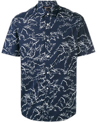 Chemise à manches courtes imprimée bleu marine Michael Kors