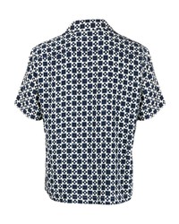 Chemise à manches courtes imprimée bleu marine Sandro