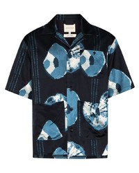 Chemise à manches courtes imprimée bleu marine Nicholas Daley