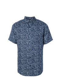 Chemise à manches courtes imprimée bleu marine Onia