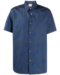 Chemise à manches courtes imprimée bleu marine PS Paul Smith