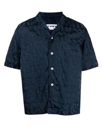 Chemise à manches courtes imprimée bleu marine Sunnei