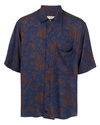 Chemise à manches courtes imprimée bleu marine Tintoria Mattei