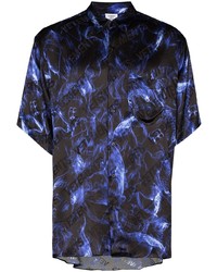 Chemise à manches courtes imprimée bleu marine Vetements