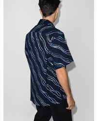 Chemise à manches courtes imprimée bleu marine Post-Imperial