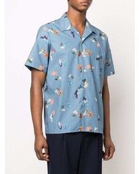 Chemise à manches courtes imprimée bleue PS Paul Smith