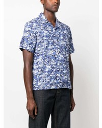 Chemise à manches courtes imprimée bleue A.P.C.