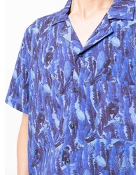 Chemise à manches courtes imprimée bleue Arrels Barcelona