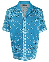 Chemise à manches courtes imprimée bleue Alanui