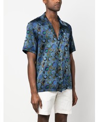 Chemise à manches courtes imprimée bleue Avant Toi