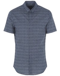 Chemise à manches courtes imprimée bleue Armani Exchange