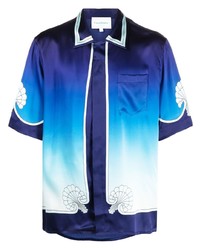 Chemise à manches courtes imprimée bleue Casablanca