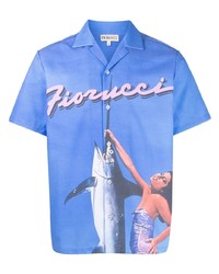 Chemise à manches courtes imprimée bleue Fiorucci