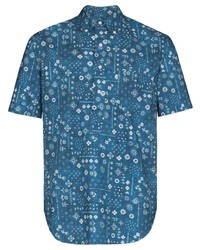 Chemise à manches courtes imprimée bleue Gitman Vintage