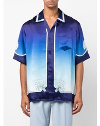 Chemise à manches courtes imprimée bleue Casablanca