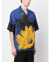 Chemise à manches courtes imprimée bleue Oamc