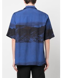 Chemise à manches courtes imprimée bleue Oamc