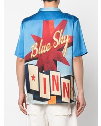 Chemise à manches courtes imprimée bleue BLUE SKY INN