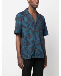 Chemise à manches courtes imprimée bleue Lardini