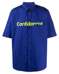 Chemise à manches courtes imprimée bleue Marcelo Burlon County of Milan