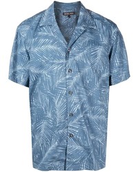 Chemise à manches courtes imprimée bleue Michael Kors
