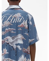 Chemise à manches courtes imprimée bleue Amiri