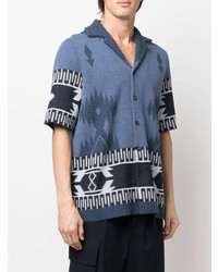 Chemise à manches courtes imprimée bleue Alanui