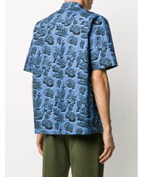 Chemise à manches courtes imprimée bleue Stella McCartney