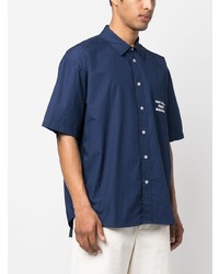 Chemise à manches courtes imprimée bleue Drôle De Monsieur