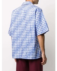 Chemise à manches courtes imprimée bleue Marni