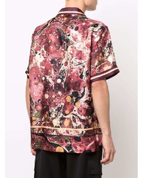 Chemise à manches courtes imprimée bordeaux Dolce & Gabbana