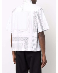 Chemise à manches courtes imprimée cachemire blanche Givenchy