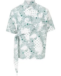 Chemise à manches courtes imprimée cachemire blanche Yoshiokubo
