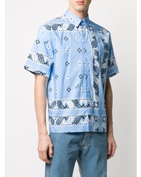 Chemise à manches courtes imprimée cachemire bleu clair MSGM