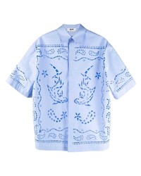 Chemise à manches courtes imprimée cachemire bleu clair MSGM