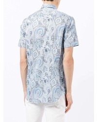 Chemise à manches courtes imprimée cachemire bleu clair Etro