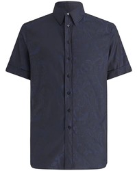 Chemise à manches courtes imprimée cachemire bleu marine Etro