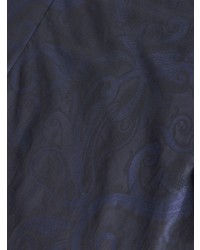 Chemise à manches courtes imprimée cachemire bleu marine Etro