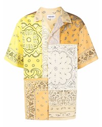Chemise à manches courtes imprimée cachemire jaune Kenzo