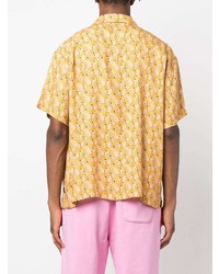 Chemise à manches courtes imprimée cachemire jaune Stussy