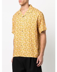 Chemise à manches courtes imprimée cachemire jaune Stussy