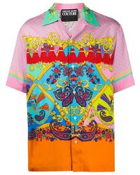 Chemise à manches courtes imprimée cachemire multicolore VERSACE JEANS COUTURE