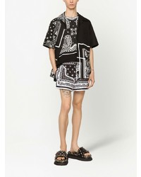 Chemise à manches courtes imprimée cachemire noire et blanche Dolce & Gabbana