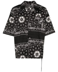 Chemise à manches courtes imprimée cachemire noire et blanche Mastermind Japan