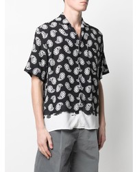 Chemise à manches courtes imprimée cachemire noire et blanche MSGM