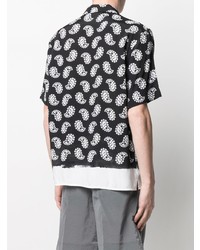 Chemise à manches courtes imprimée cachemire noire et blanche MSGM